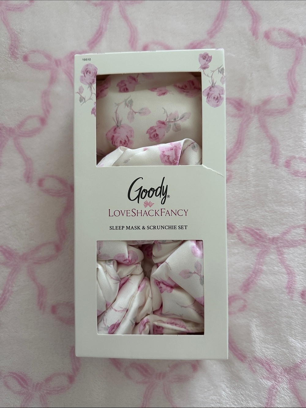 Goody LOVESHACKFANCY x target Sleep Mask & Scrunchie Set - Ribbon Rosa NEW